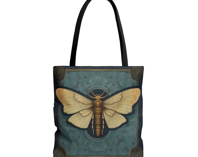 MOTH TOTE BAG Boho Tote Bag, Moth Lover Gift Cottagecore Purse Fairycore Reusable Bag Butterfly Purse Butterfly Reusable Bag Gift for Her