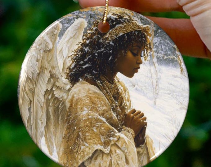 Black Angel Ornament, African American Christmas Decoration, Religious Ornament, Gift for Her, Black Interest Christmas, Black Nativity,