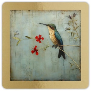 GOLDfolie KOLIBRI STICKER (6,5cm), Cottagecore Aufkleber, Cottagecore Aufkleber, Laptop Aufkleber