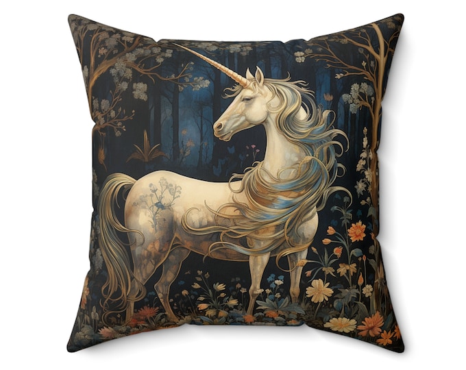 Unicorn in the Forest #1 Pillow Available in TWO SIZES (14 x 14 & 20 x 20)