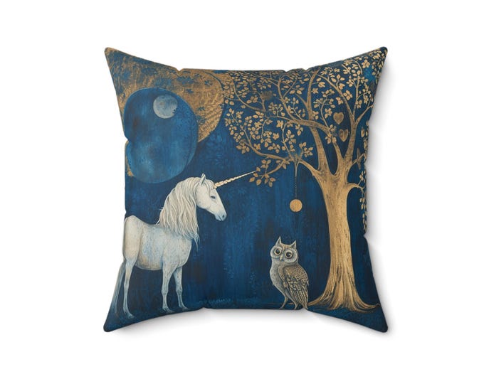 Fantasy Owl Cushion Unicorn Pillow Fairytale Cushion Fantasy Home Decor Fairytale Unicorn Fairytale Pillow Owl Pillow Unicorn Lover Gift