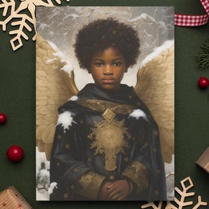 ブラックエンジェルポストカード、ブラッククリスマスポストカード、アフリカ系アメリカ人エンジェルポストカード、ブラッククリスマスカード、アフリカ系アメリカ人クリスマスカードギフト