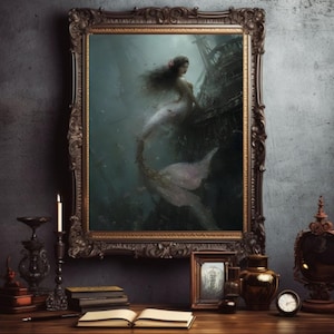 GOTHIC MERMAID Art Print (20 x 30), Mermaidcore Artwork, Mermaid Print, Siren Print, Fairycore Art, Print, Fantasy Art, Fairytale Print Gift