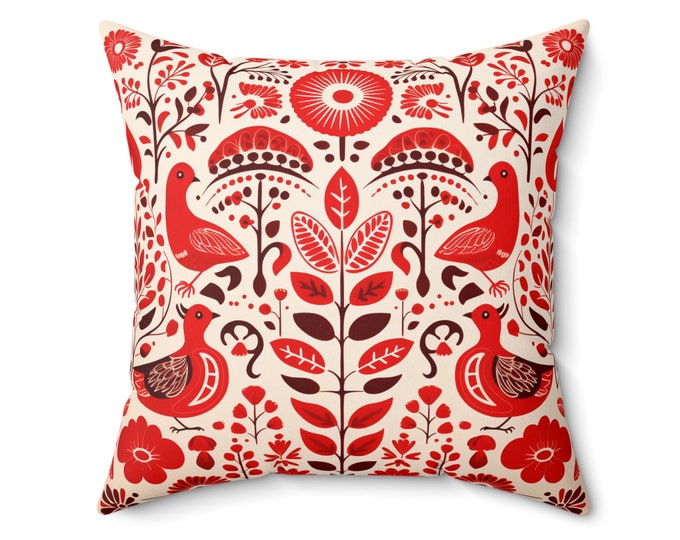 RED SCANDINAVIAN PILLOW, Scandinavian Red Cushion, Scandinavian Home Decor, Boho Pillow, Boho Home Decor, Boho Cushion