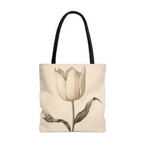 WHITE TULIP TOTE bag Classic Elegant Tote Elegant Reusable Tote Classic Purse Cottagecore Purse Cottagecore Market Bag Tulip Gift for Her