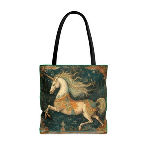 Unicorn Tote Whimsical Tote Fantasy Reusable Bag Magical Tote Bag Goblincore Tote Bag Rainbow Unicorn Purse Fairy Tale Bag Gift for Her