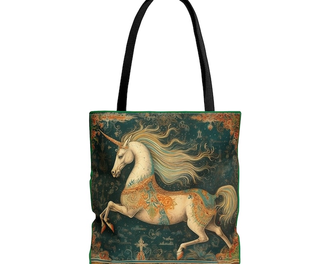 Unicorn Tote Whimsical Tote Fantasy Reusable Bag Magical Tote Bag Goblincore Tote Bag Rainbow Unicorn Purse Fairy Tale Bag Gift for Her