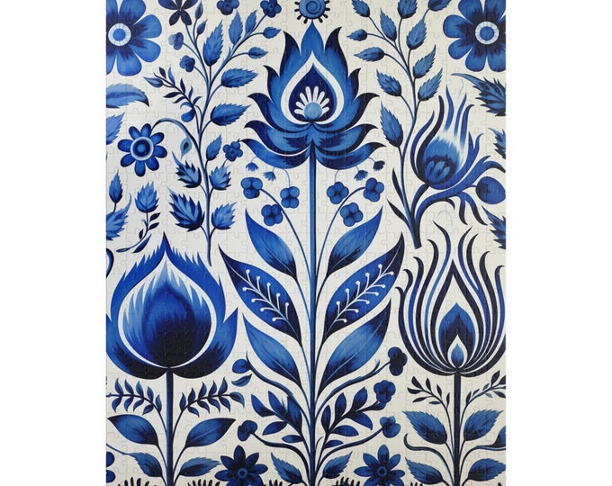 500 PIECE SCANDINAVIAN PUZZLE, Blue Scandinavian Puzzle, Boho Puzzle