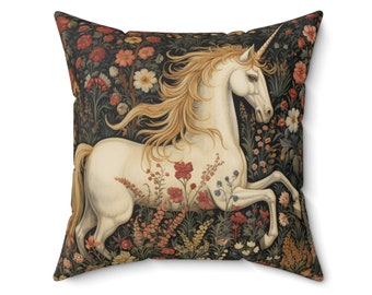 UNICORN TAPESTRY PILLOW, Unicorn Pillow, Fantasy Pillow, Fairycore Pillow, Fairytale Pillow, Fairytale Cushion, Unicorn Cushion