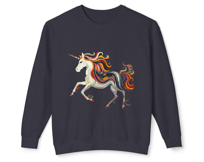 Rainbow Unicorn Sweatshirt, Fantasy Sweater, Fantasy Pullover, Rainbow Horse Sweater, Magical Gift for Her, Shirt, Rainbow Unicorn Apparel