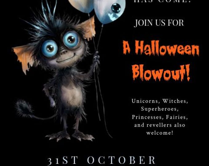 Halloween Party Invite Digital Halloween Invite Editable Halloween Party Template Unisex Halloween Party Template Monster Templett Invite