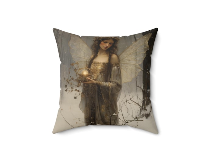 Christmas Fairy Pillow (4szs!), Holiday Decor, Romantic Home Accent, Whimsical Square Cushion, Festive Throw Pillow, Fairycore Pillow,,
