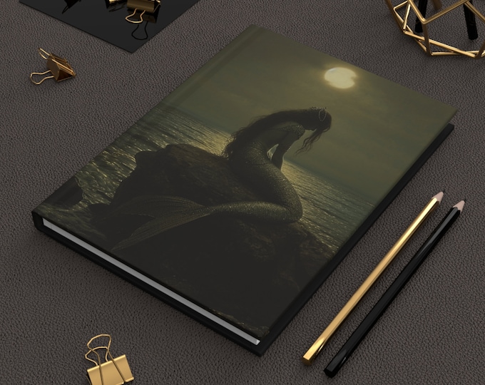 MERMAID & the MOON HARDCOVER Journal, Mermaidcore Journal, Mermaid Notebook, Mermaid Diary, Fairytale Journal, Magical Notebook Gift for Her