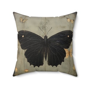 MOTH ACCENT PILLOW -- 2 sizes!!!!, Moth Cottagecore Pillow, Cottagecore Cushion, Fairycore Pillow, Dark Academia Pillow, Dark Academia Decor