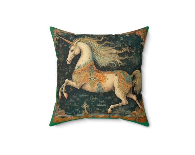 Unicorn Accent Pillow, Unicorn Home Decor, Unicorn Tapestry Pillow, Unicorn Cushion, Unicorn Tapestry Cushion, Fantasy Pillow, Fantasy Accen