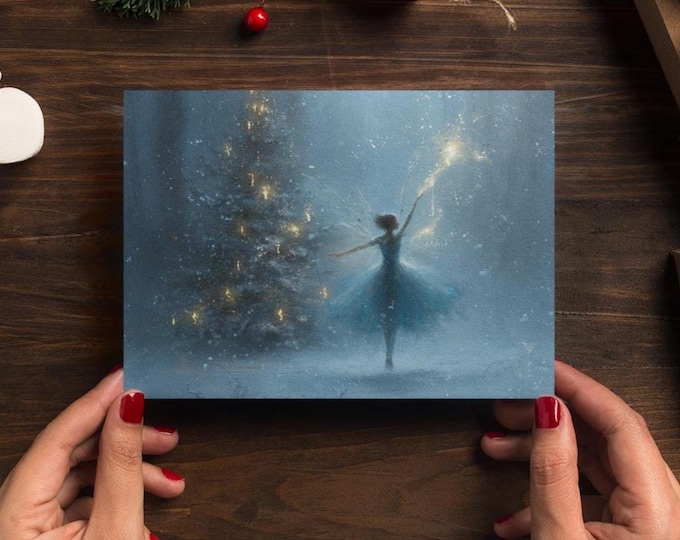 5 PACK Whimsical Fairy Holiday Card (5 x 7) | Enchanted Christmas Greeting Card | Magical  Fairy Card| Fantasy Christmas Card, Fairy Gift