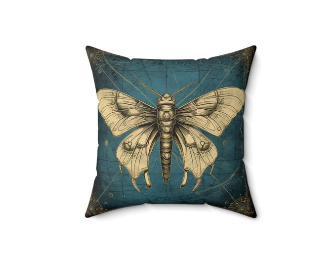 Botanical Pillow, Goblincore Pillow, MOTH PILLOW, Butterfly Pillow, Shabby Chic Pillow, Cottagecore Pillow, Fairycore Pillow Gift for Her