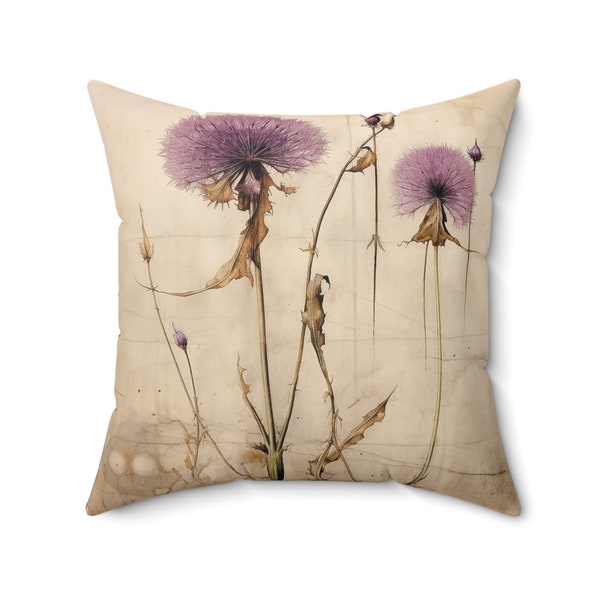 Dandelion Pillow, Violet Pillow, Wildflower Pillow, Wildflower Cushion, Cottagecore Pillow, Fairycore Pillow, Cottagecore Room Accent