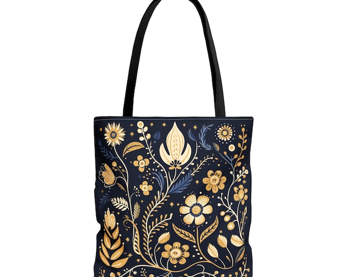 SCANDINAVIAN TOTE BAG Scandinavian Book Bag Scandinavian Purse Scandinavian Market Bag Folk Art Bag Folk Art Purse Folk Art Gift for Her