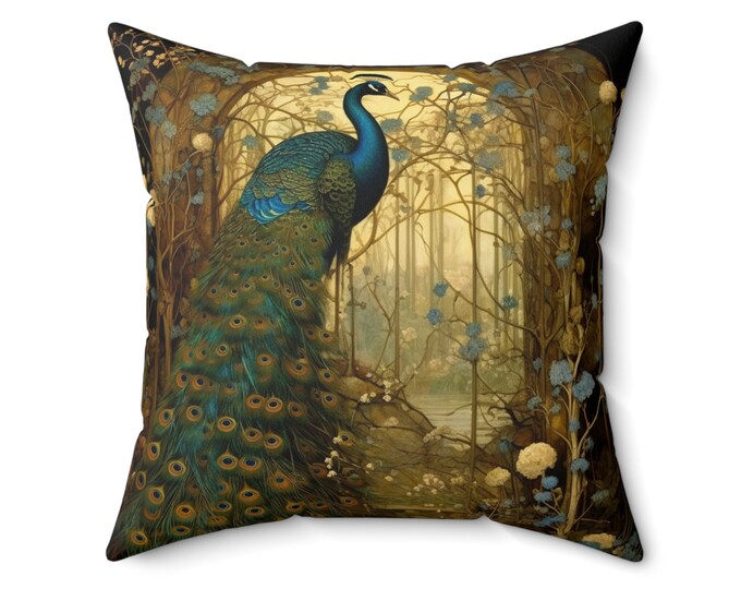 Peacock Pillow Peacock Cushion Romantic Pillow Romantic Cushion Cottagecore Pillow Cottagecore Cushion Peacock Room Decor Peacock Accent