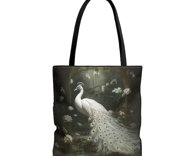 Peacock Tote Peacock Purse Nature Love Bag Peacock Bag Winter Tote Winter Reusable Bag Cottagecore Purse Cottage Core Bag Gift for Her