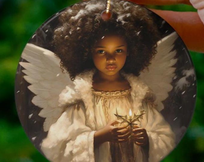 AFRICAN AMERICAN ANGEL Ornament, Black Christmas Angel, Black Winter Angel, Diverse Christmas Ornament Black Jesus, Black Santa Gift for Her