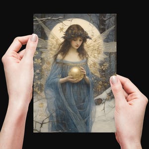 CARTÃO DE NATAL DE ANJO, Cartão de Natal de Anjo, Cartão Postal de Natal de Fada, Cartão de Ano Novo Encantado, Cartão de Natal de Fantasia, Presente de Conto de Fadas para Ela