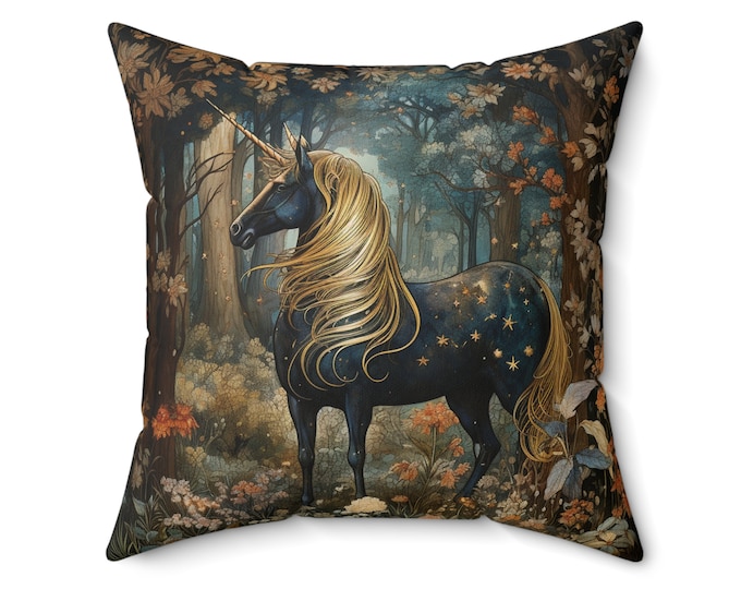 Unicorn Throw Pillow | Unicorn Art | Fantasy Pillow | Unicorn Tapestry | Unicorn Tapestry Home Decor | Goblincore Pillow | Goblincore Gift