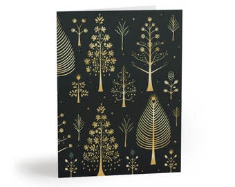 SCANDINAVIAN GREEN CHRISTMAS cards, Scandinavian Holiday Cards, Folk Christmas Cards