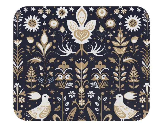 Scandinavian Mouse Pad, Folk Art Mouse Pad, Scandinavian Computer Decor, Maximalist Mouse Pad, Cottagecore Mouse pad