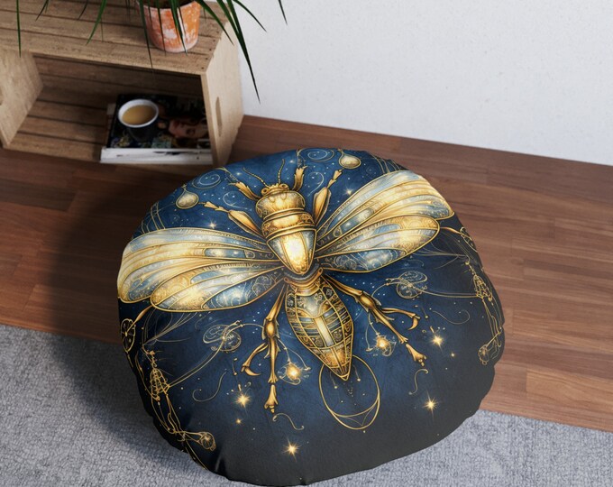 GOLDEN BUG FLOOR Cushion (30 x 30), Golden Bug Floor Cushion, Moth Floor Pillow, Moth Floor Cushion