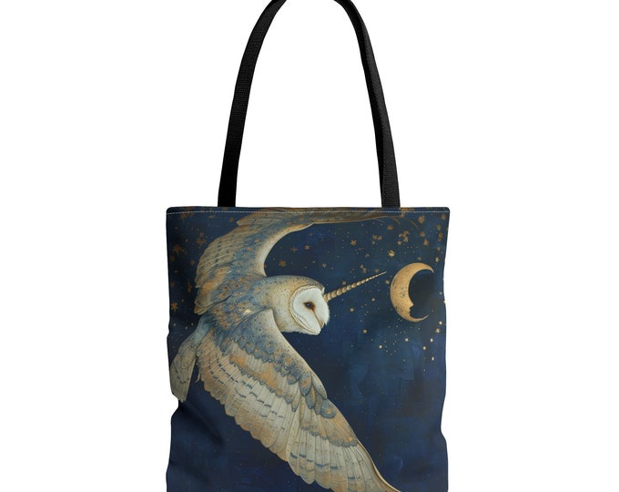 UNICORN OWL TOTE Fairycore Tote Cottagecore Tote Fairytale Purse Fantasy Tote Bag Owl Lover Tote Gift for Her Gift for Fantasy Lover