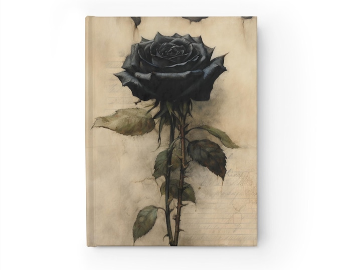 Black Rose Illustration Journal | Ruled Line Notebook