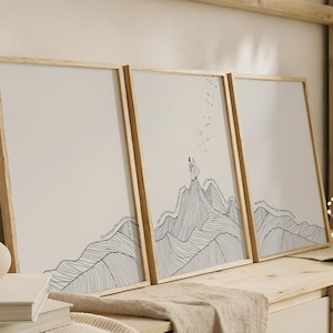 Minimalist Jesus Temptation Line Art Print Set, Boho Scripture Wall Decor (Digital Download