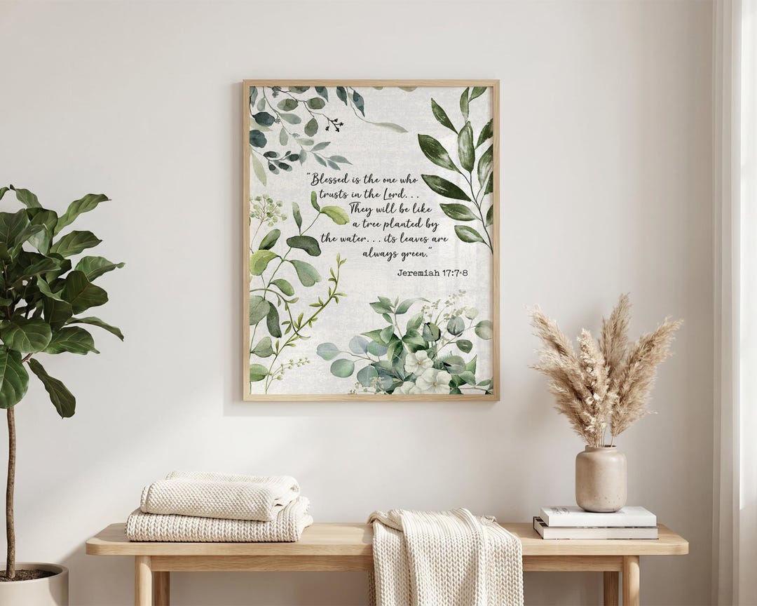 Jeremiah 17:7-8 Art Printable, Bible Verse Botanical Decor Giclée Bible ...