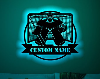 Custom Ice Hockey Player LED Wall Art: Personalized Name Sign