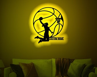 Custom Basketball Player Name Sign: Wood LED Wall Decor