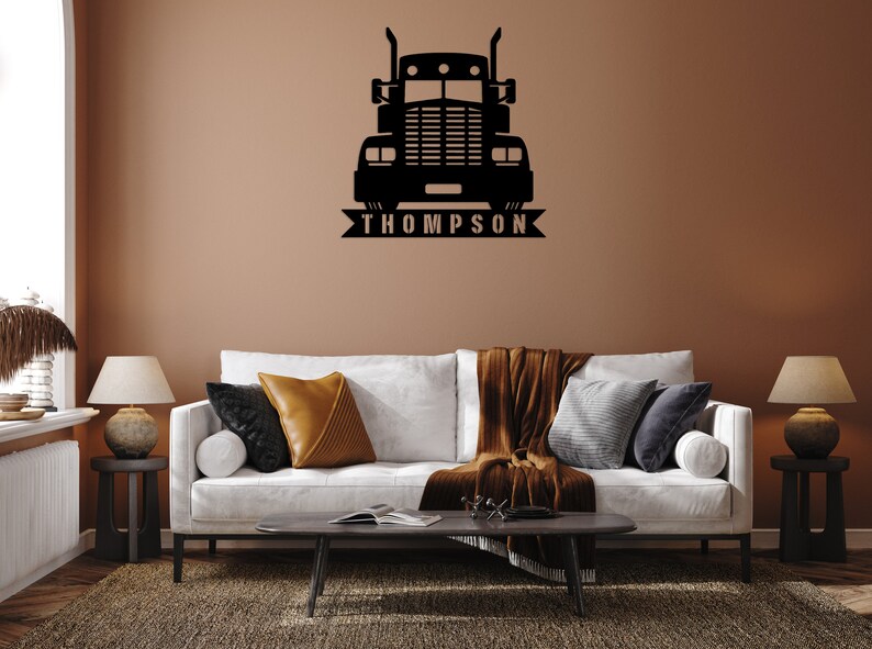 Custom Semi Truck Wood Wall Art With Rgb Led Light, Custom Semi Truck