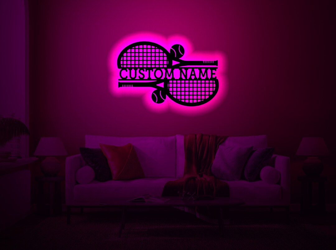 Tennis Racket Sign Custom Custom Tennis Racket LED Wall Art: Personalized Name Sign - Etsy