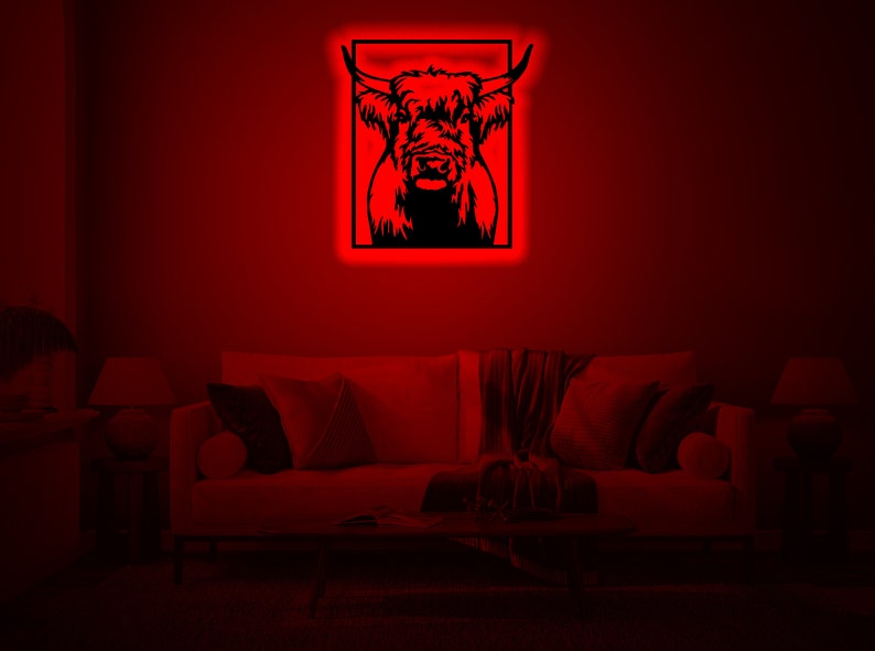Rgb Cow Custom Cow Wood Wall Art: RGB LED Light-up Name Sign - Etsy
