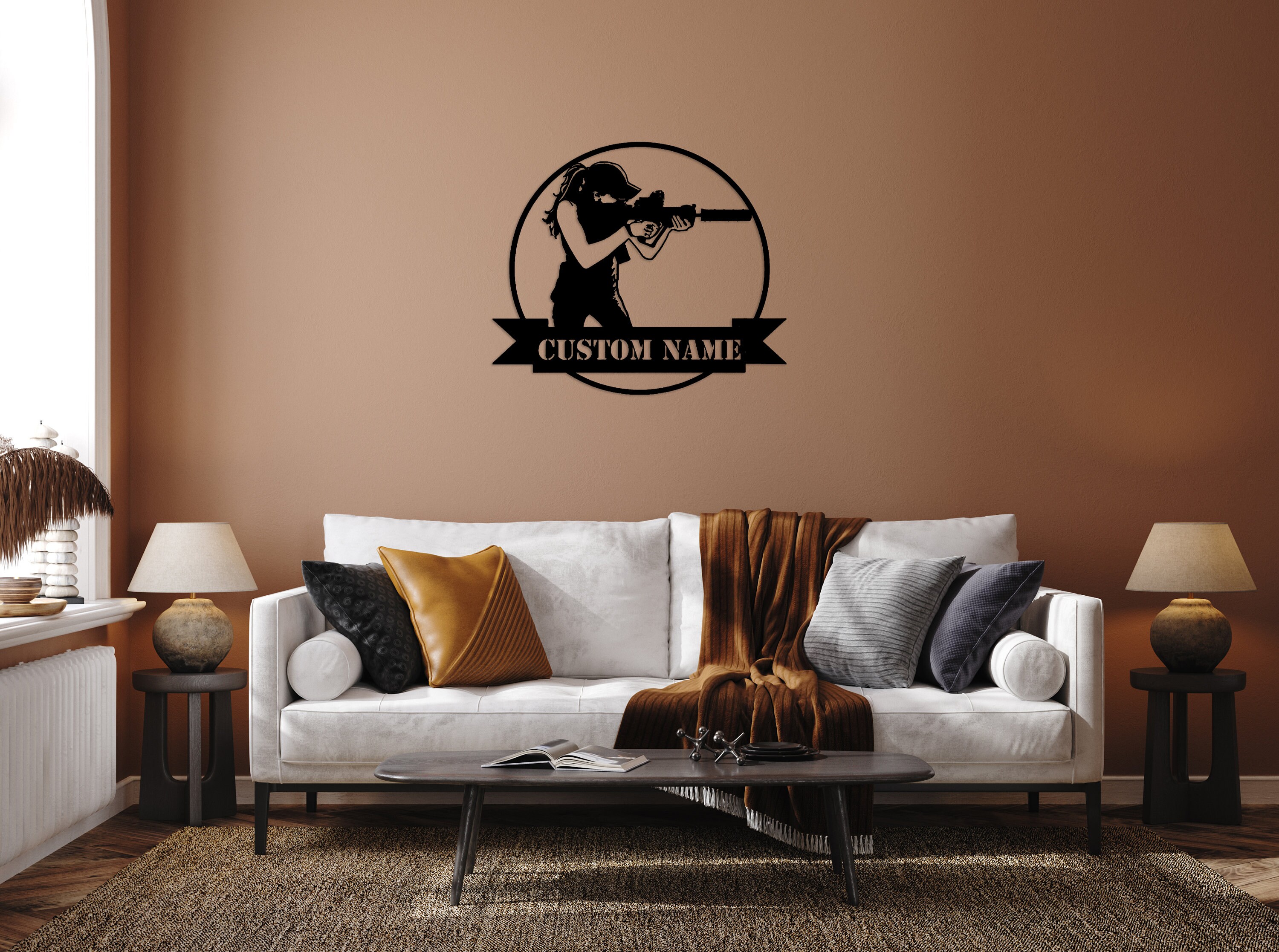 Personalized Female Shooter Wood Wall Art With Rgb Led Light,custom ...