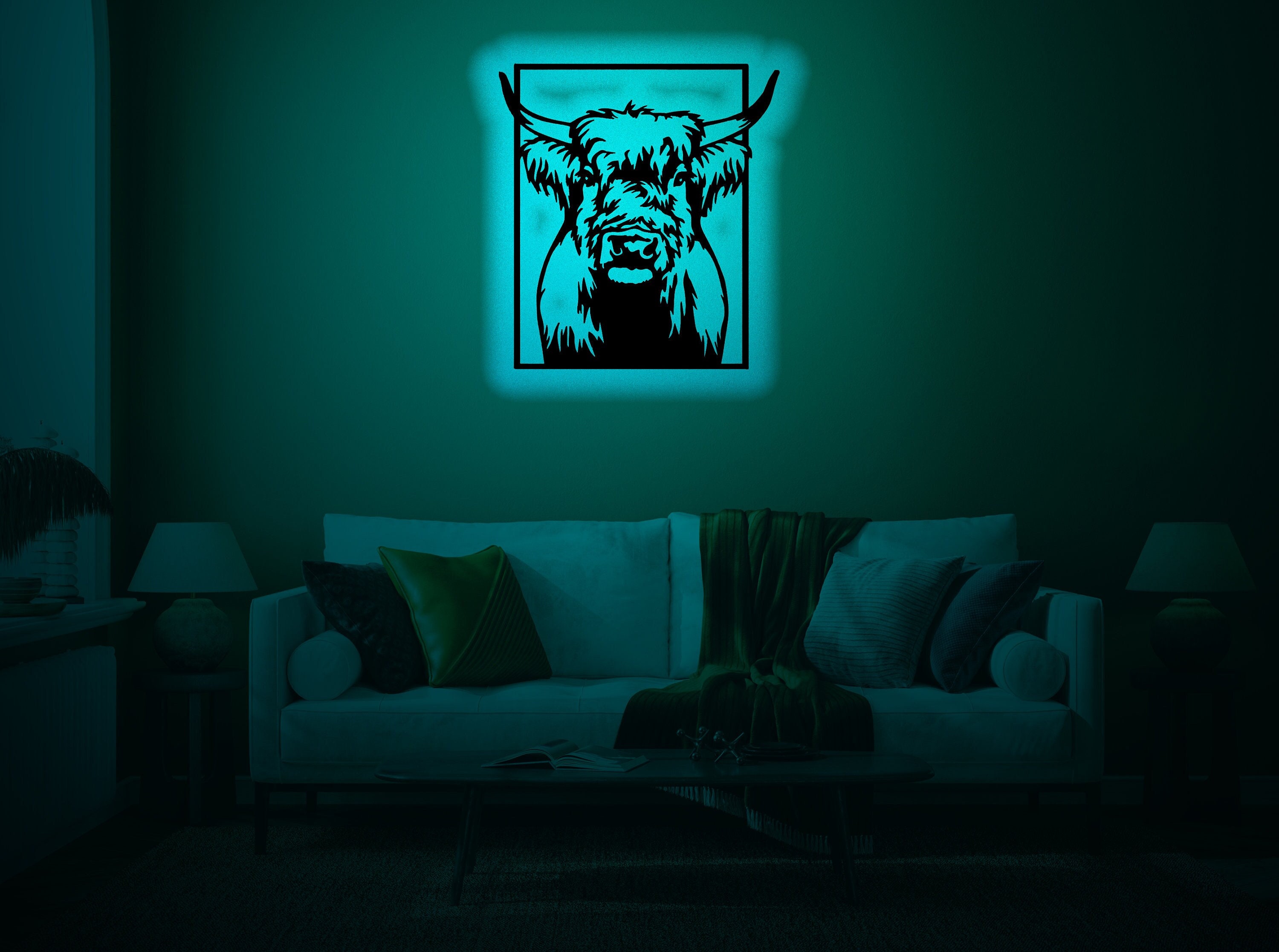 Rgb Cow Custom Cow Wood Wall Art: RGB LED Light-up Name Sign - Etsy
