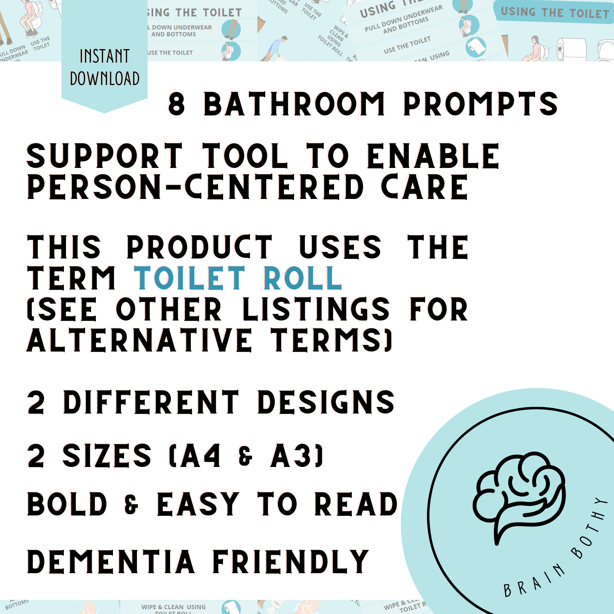 Bathroom Routine Cards for Dementia, Daily Routine Chart for Memory