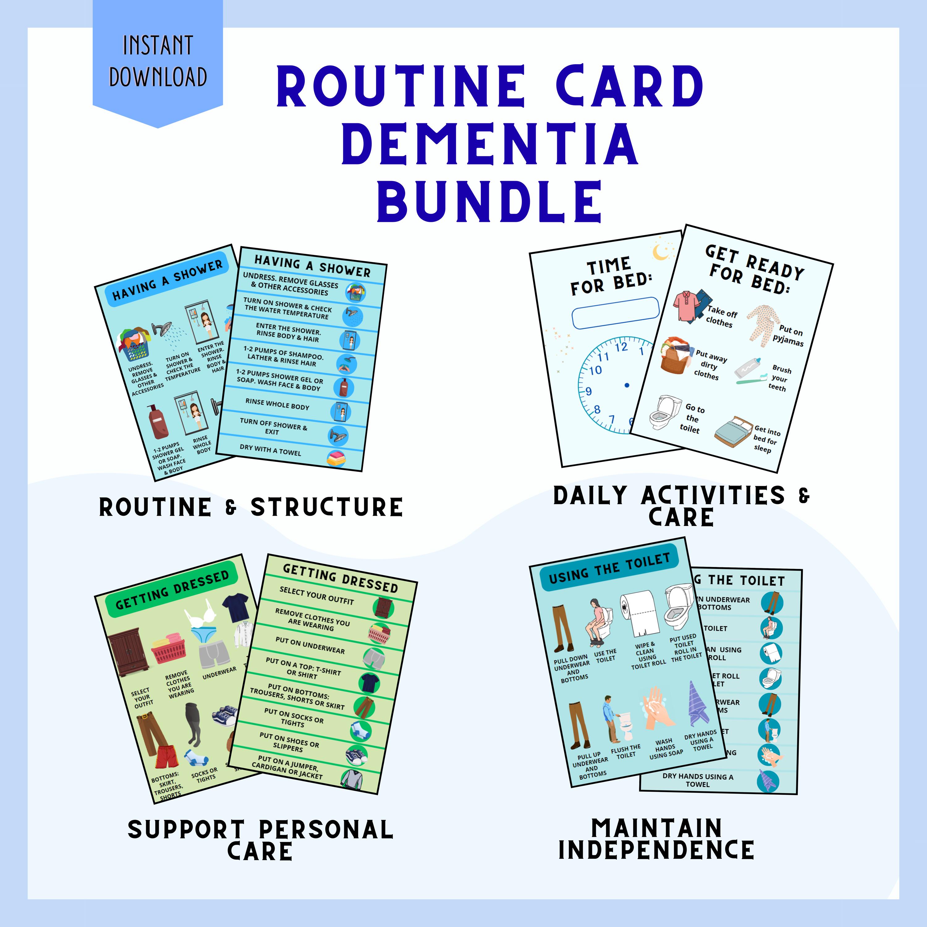 Simple Routine Dementia Dementia Routine Cards Bundle | Visual Schedule, Task Prompts (PDF ...