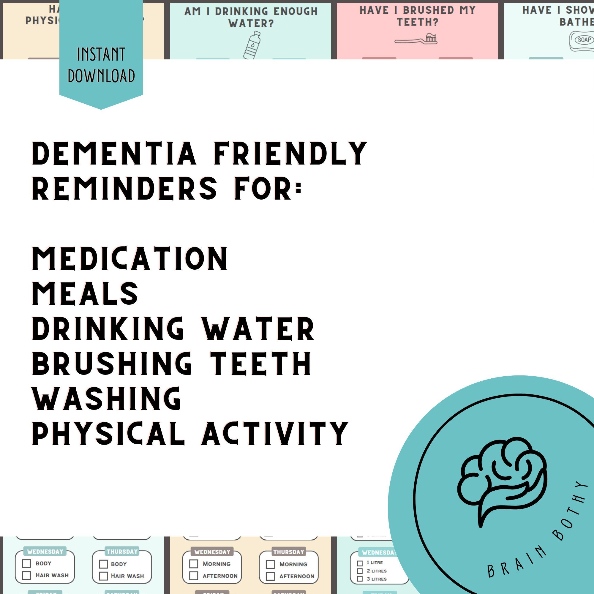 Dementia Support Bundle: Alzheimer's Memory Reminder Cards for Home Care | Daily Activity ...