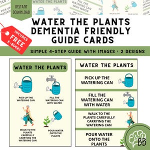 Dementia Water the Plants Household Chores Cards – Printable Daily Living Aid for Seniors, Visual Schedule for Alzheimer’s & Memory Care