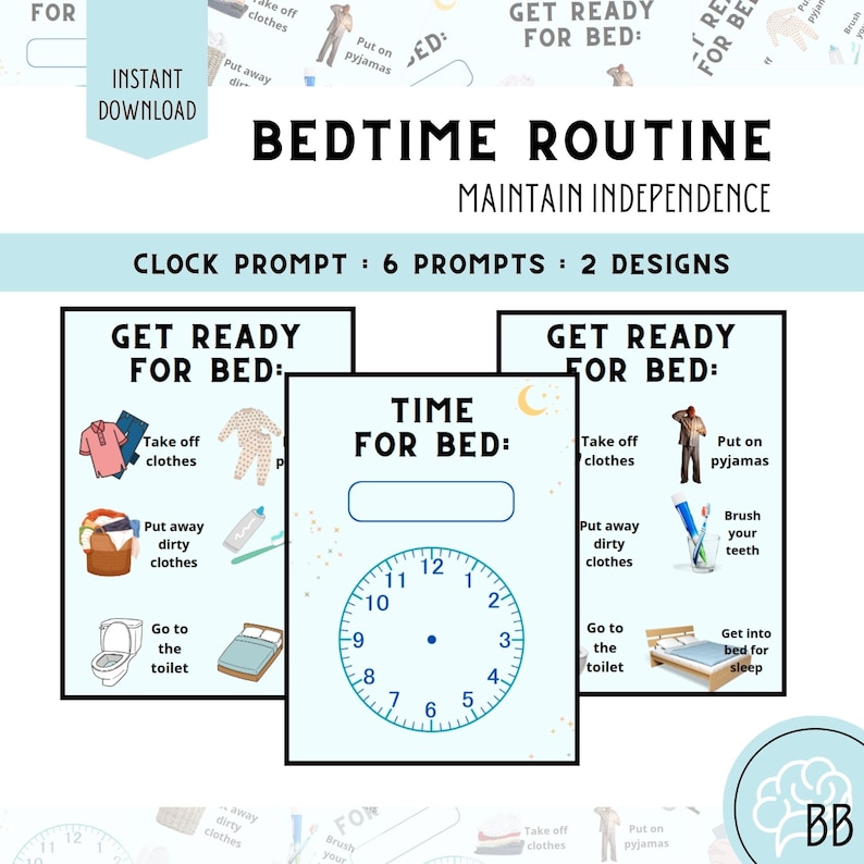 Simple Routine Dementia Bedtime Routine Cards for Dementia Care - Easy-to-use Printable ...
