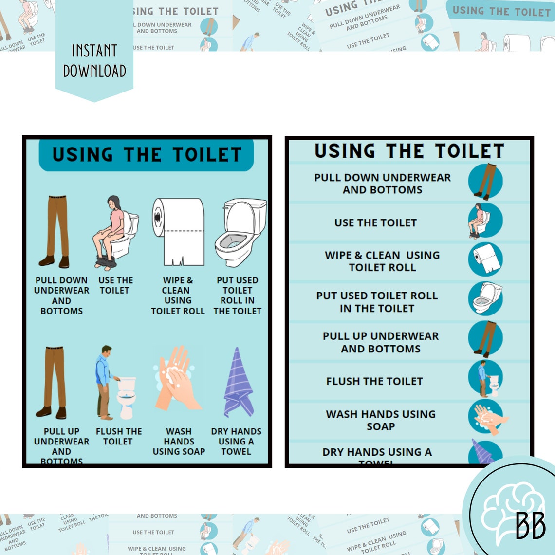 Bathroom Routine Cards for Dementia, Daily Routine Chart for Memory