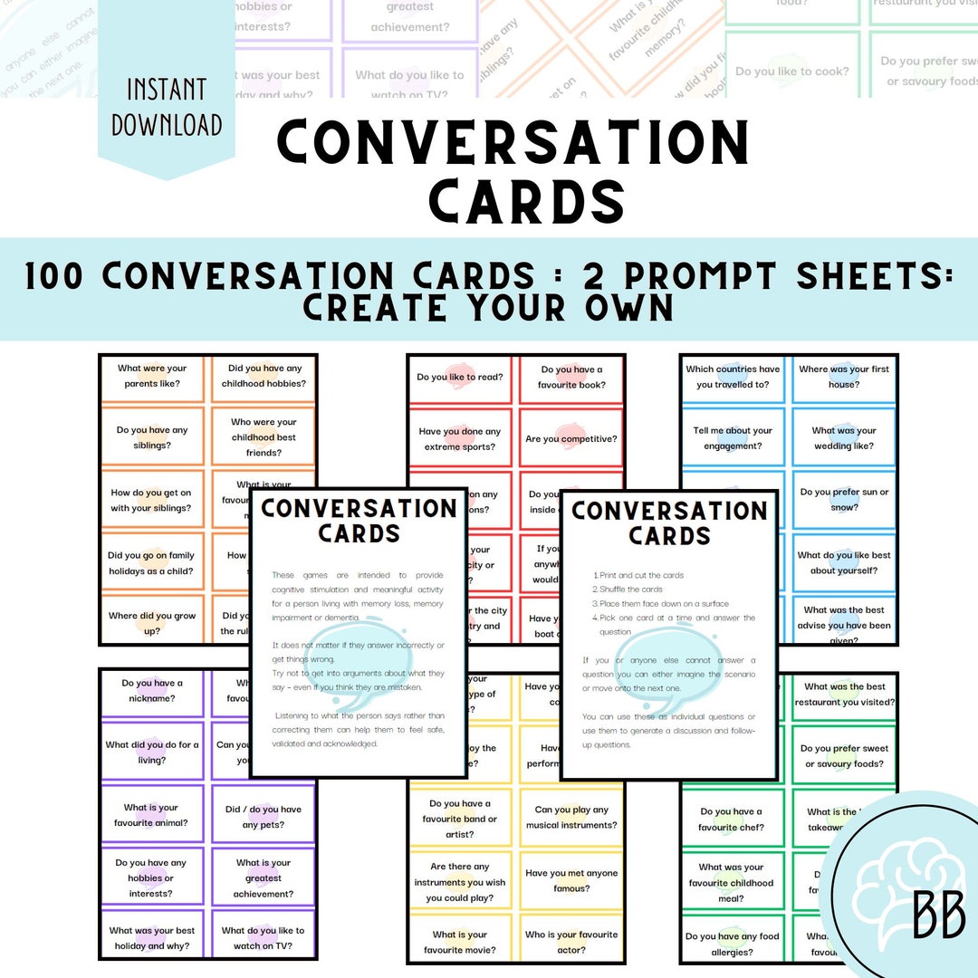 Conversation Cards, Dementia Games, Communication Cards, Conversation