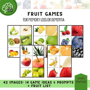 Fruit games for memory loss, dementia, Simple fun social activity, stimulate memory, improve mood at-home dementia activity ideas